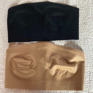 Two SHEIN Solid Bandeau Bras (1 Black & 1 Nude) sz S